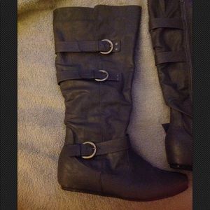 Gray Buckle Boots